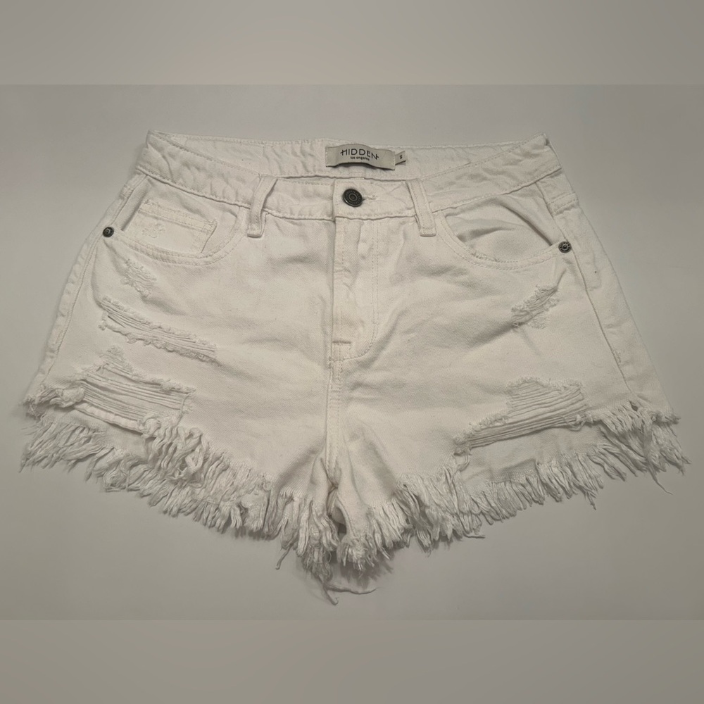HIDDEN- White Jean Shorts